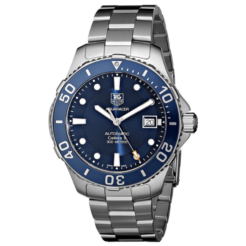 Tag Heuer Aquaracer Caliber 5 Automatic Blue Dial Silver Steel Strap Watch For Men WAN2111 BA0822