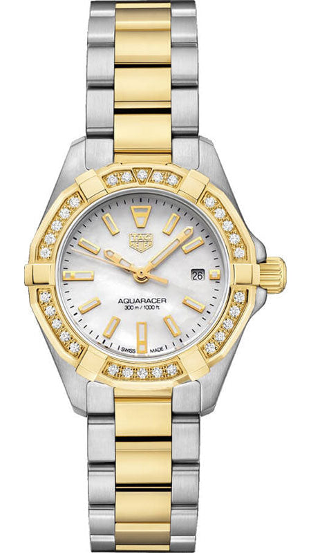 Tag Heuer Aquaracer Diamonds Mother Of Pearl Dial Two Tone Steel Strap Watch For Women WBD1421 BB0321