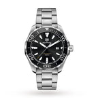 Tag Heuer Aquaracer Quartz Black Dial Stainless Steel Mens Watch WAY101A BA0746