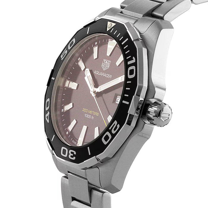 Tag Heuer Aquaracer Quartz Black Dial Stainless Steel Mens Watch WAY101A BA0746