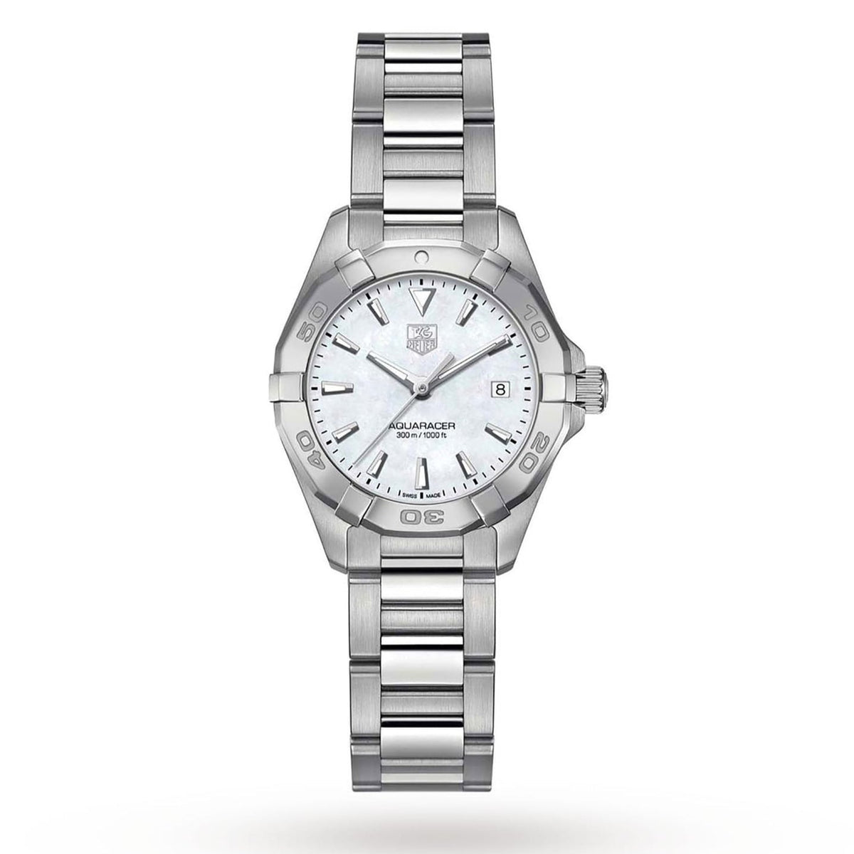 Tag Heuer Aquaracer Mother Of Pearl Dial Silver Steel Strap Watch For Women WBD131A BA0748