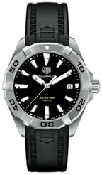 Tag Heuer Aquaracer Quartz Black Dial Black Rubber Strap Watch For Men WBD1110 FT8021