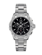 Tag Heuer Aquaracer Quartz Chronograph Black Dial Silver Steel Strap Watch For Men CAY1110 BA0927