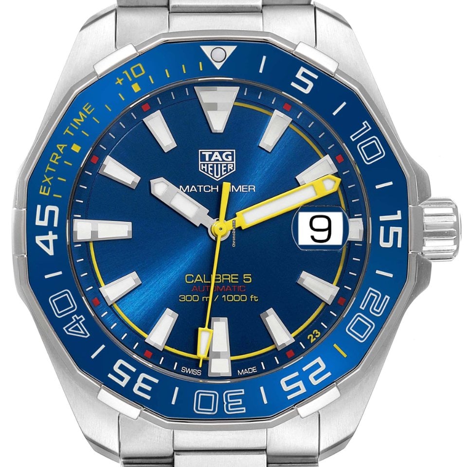 Tag Heuer Aquaracer Caliber 5 Match Timer Shinji Kagawa Edition Blue Dial Silver Steel Strap Watch For Men WAY201H BA0927