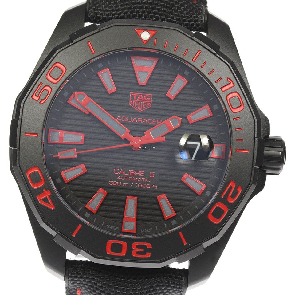 Tag Heuer Aquaracer Caliber 5 Black Dial Black Nylon Strap Watch For Men WAY208A FC6381
