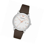 Emporio Armani Herren White Dial Brown Leather Strap Watch For Men Ar11103