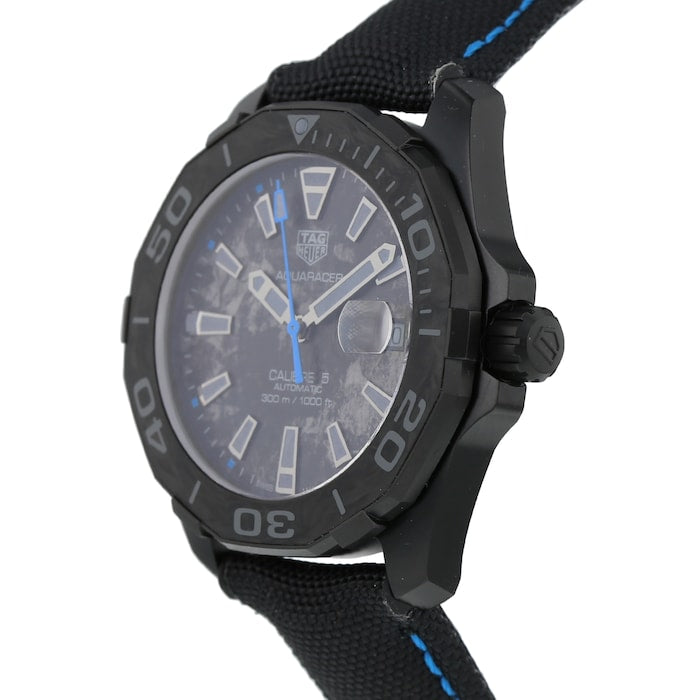 Tag Heuer Aquaracer Calibre 5 Black Nylon Strap Carbon Dial Watch For Men WBD218C FC6447