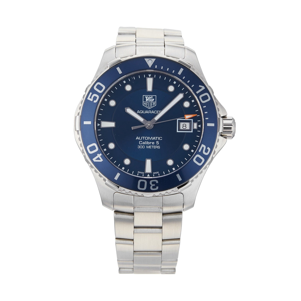 Tag Heuer Aquaracer Caliber 5 Automatic Blue Dial Silver Steel Strap Watch For Men WAN2111 BA0822
