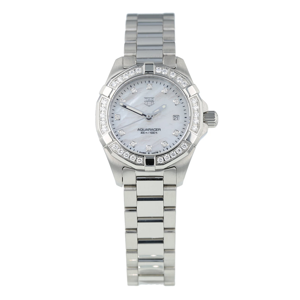 Tag Heuer Aquaracer Diamonds White Dial Silver Steel Strap Watch For Women WBD1415 BA0741