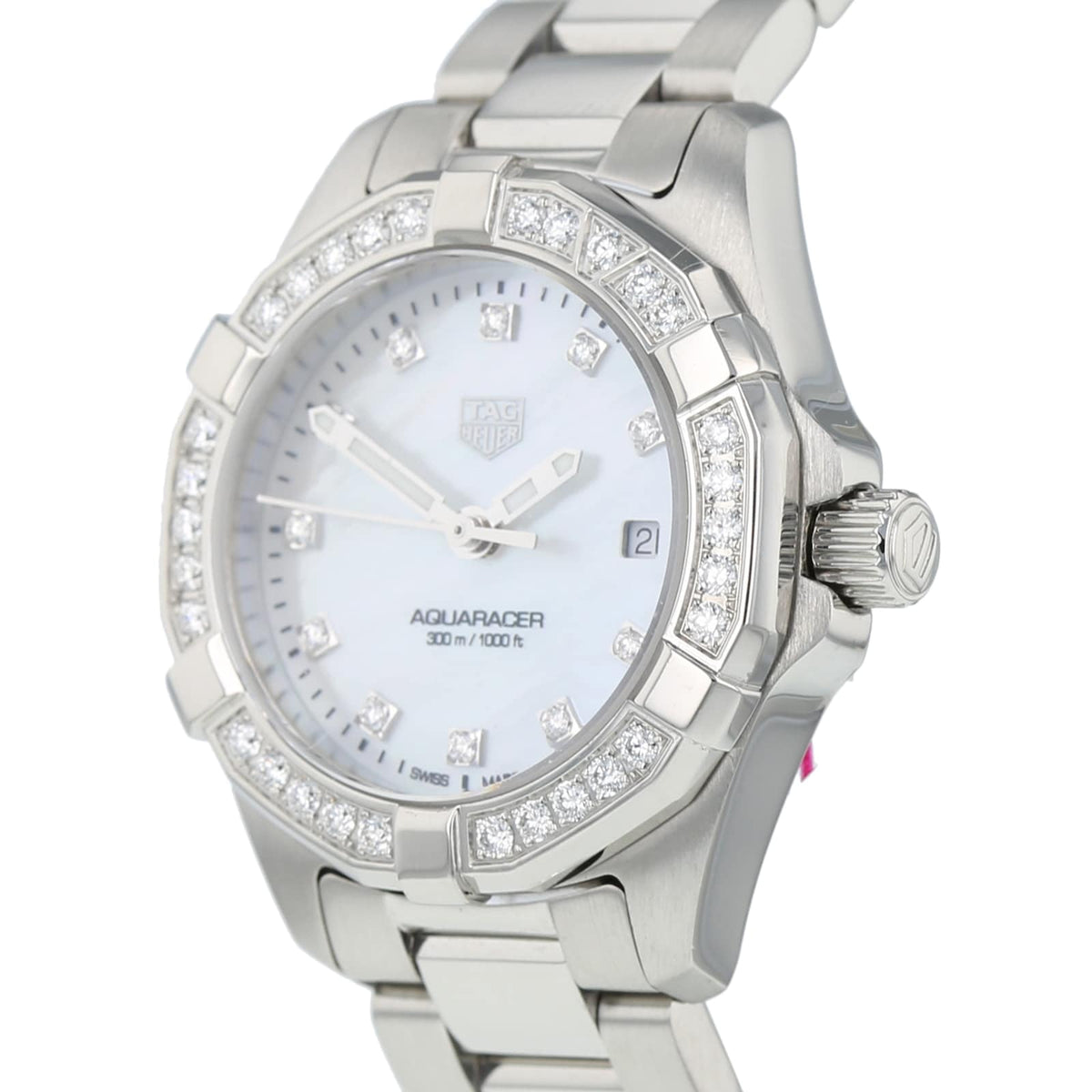 Tag Heuer Aquaracer Diamonds White Dial Silver Steel Strap Watch For Women WBD1415 BA0741