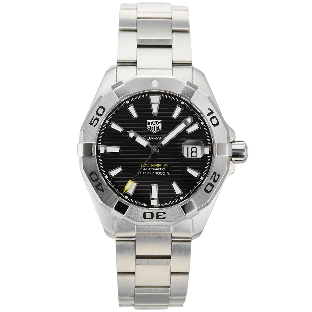 Tag Heuer Aquaracer Automatic Caliber 5 Black Dial Silver Steel Strap Watch For Men WBD2110 BA0928