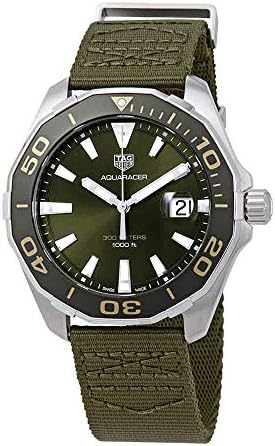 Tag Heuer Aquaracer Black Dial Khakhi Green Nato Strap Watch For Men WAY101E FC8222