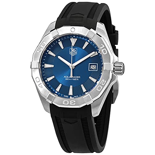 Tag Heuer Aquaracer Quartz Blue Dial Black Rubber Strap Watch For Men WAY1112 FT8021