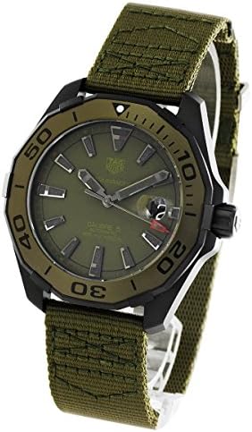 Tag Heuer Aquaracer Automatic Green Dial Khakhi Green Nylon Strap Watch For Men WAY208E FC8222