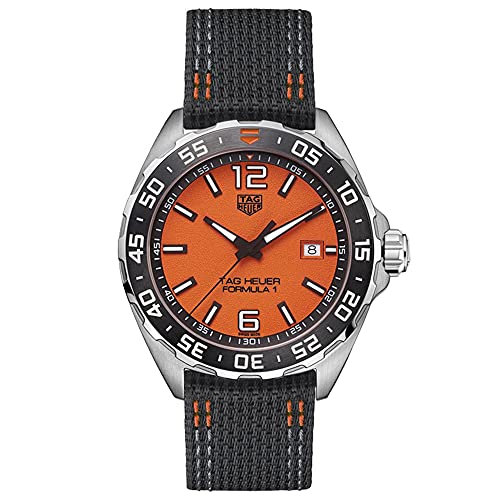 Tag Heuer Formula 1 Quartz Orange Dial Black Nylon Strap Watch For Men Waz101a Fc8305