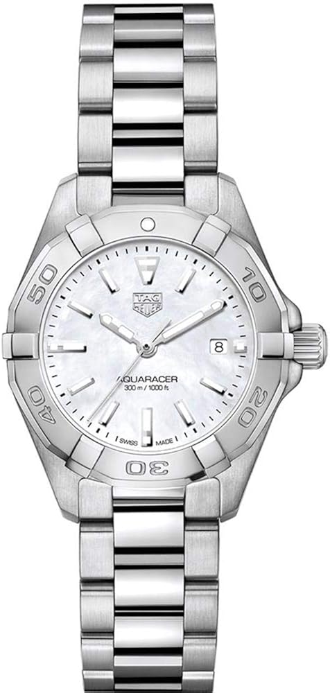 Tag Heuer Aquaracer Quartz Mother Of Pearl White Dial Silver Steel Strap Watch For Women WBD1411 BA0741