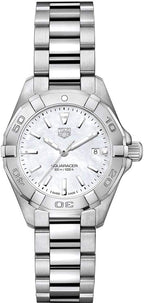 Tag Heuer Aquaracer Quartz Mother Of Pearl White Dial Silver Steel Strap Watch For Women WBD1411 BA0741