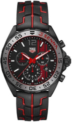 Tag Heuer Formula 1 Quartz Chronograph 43mm Mens Watch Stainless Steel Case With Black Rubber Strap Black Dial