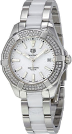 Tag Heuer Aquaracer Diamonds White Dial Two Tone Steel Strap Watch For Women WAY131F BA0914