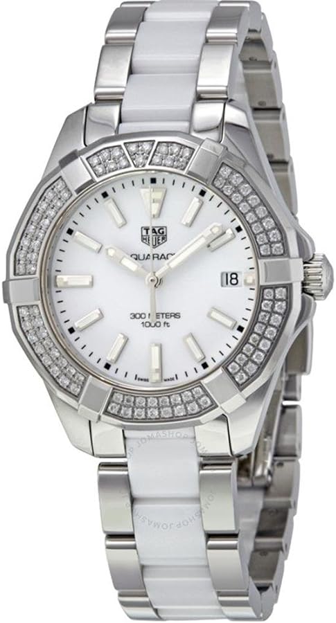 Tag Heuer Aquaracer Diamonds White Dial Two Tone Steel Strap Watch For Women WAY131F BA0914