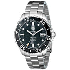 Tag Heuer Aquaracer Automatic Caliber 5 Black Dial Silver Steel Strap Watch For Men WAN2110 BA0822