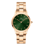 Daniel Wellington Ladies Rose Gold Iconic Link Emerald Watch Dw00100421