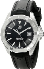 Tag Heuer Aquaracer Caliber 5 Automatic Black Dial Black Rubber Strap Watch For Men WAY2113 FT8021