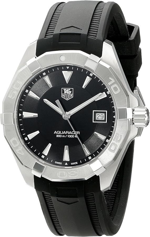 Tag Heuer Aquaracer Caliber 5 Automatic Black Dial Black Rubber Strap Watch For Men WAY2113 FT8021