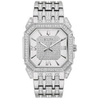 Bulova Crystal Mens Silver Watch 96A285