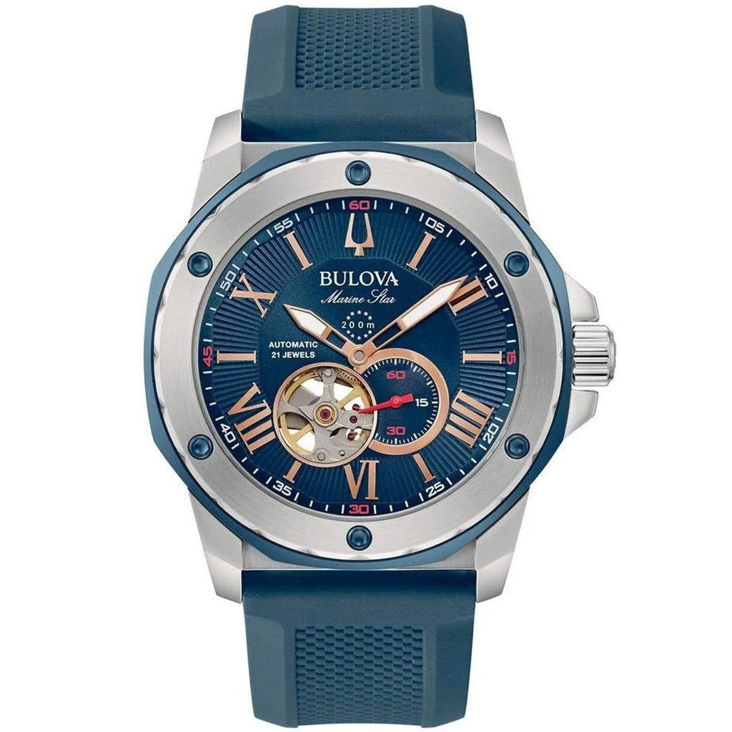 Bulova Marine Star Auto Mens Blue Watch 98A282