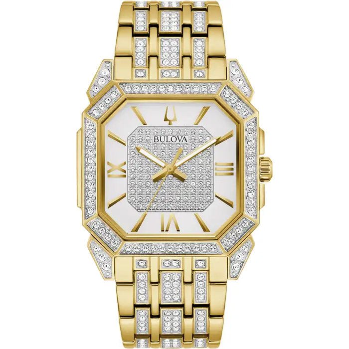 Bulova Crystal Mens White Watch 98A295