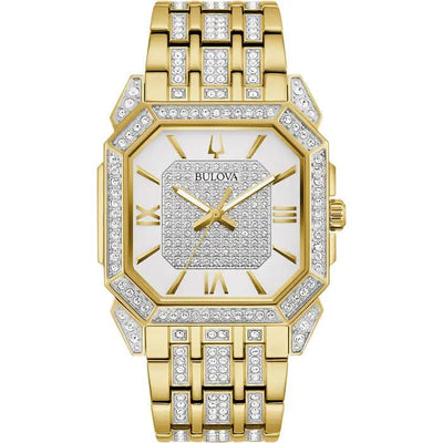 Bulova Crystal Mens White Watch 98A295