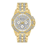 Bulova Crystal Mens Silver Watch 98C126