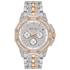 Bulova Crystal Mens Silver Watch 98C133