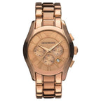 Emporio Armani AR0365 Valente Chronograph Men's Watch, Rose Gold PVD, 42mm