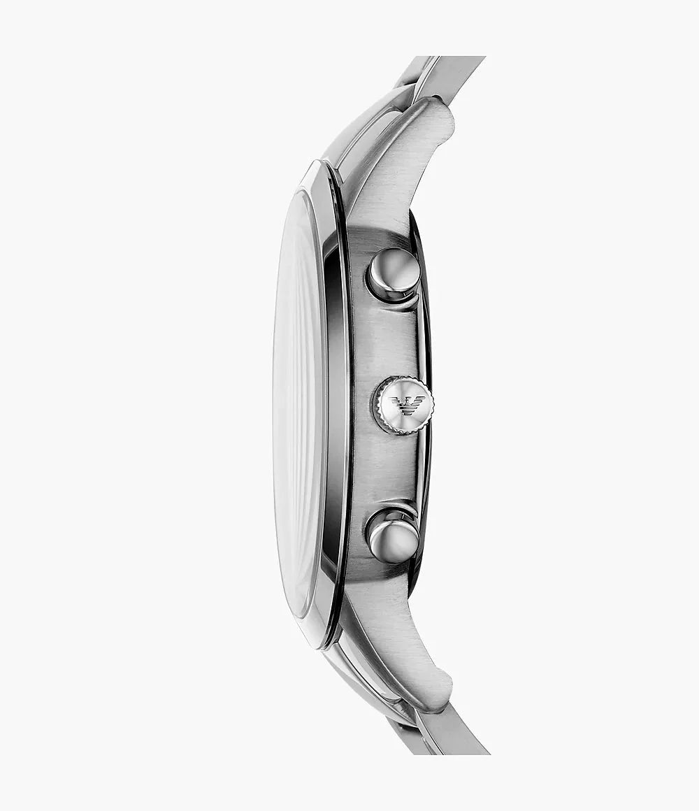 Emporio Armani Mens Ar11458 Rose Gold Tone Stainless Steel And Blue Leather Watch