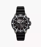 Emporio Armani AR11515 Men's Chronograph Watch, 43mm, Black & Grey Dial, Silicone Strap