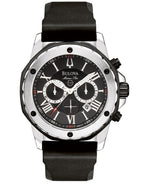 Bulova Marine Star Chronograph Black Dial Black Rubber Strap Watch For Men 98b127