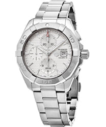 Tag Heuer Aquaracer Automatic Chronograph White Dial Silver Steel Strap Watch For Men CAY2111 BA0927
