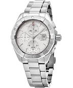 Tag Heuer Aquaracer Automatic Chronograph White Dial Silver Steel Strap Watch For Men CAY2111 BA0927