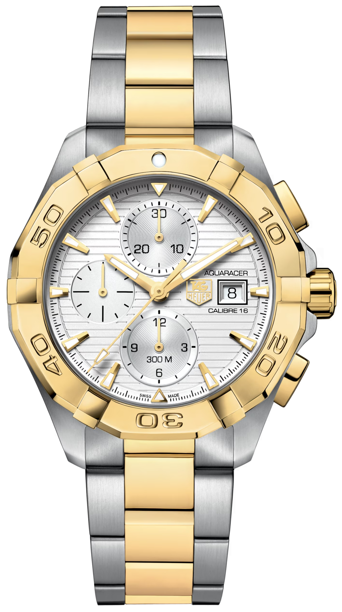 Tag Heuer Aquaracer Automatic White Dial Two Tone Steel Strap Watch For Men CAY2121 BB0923