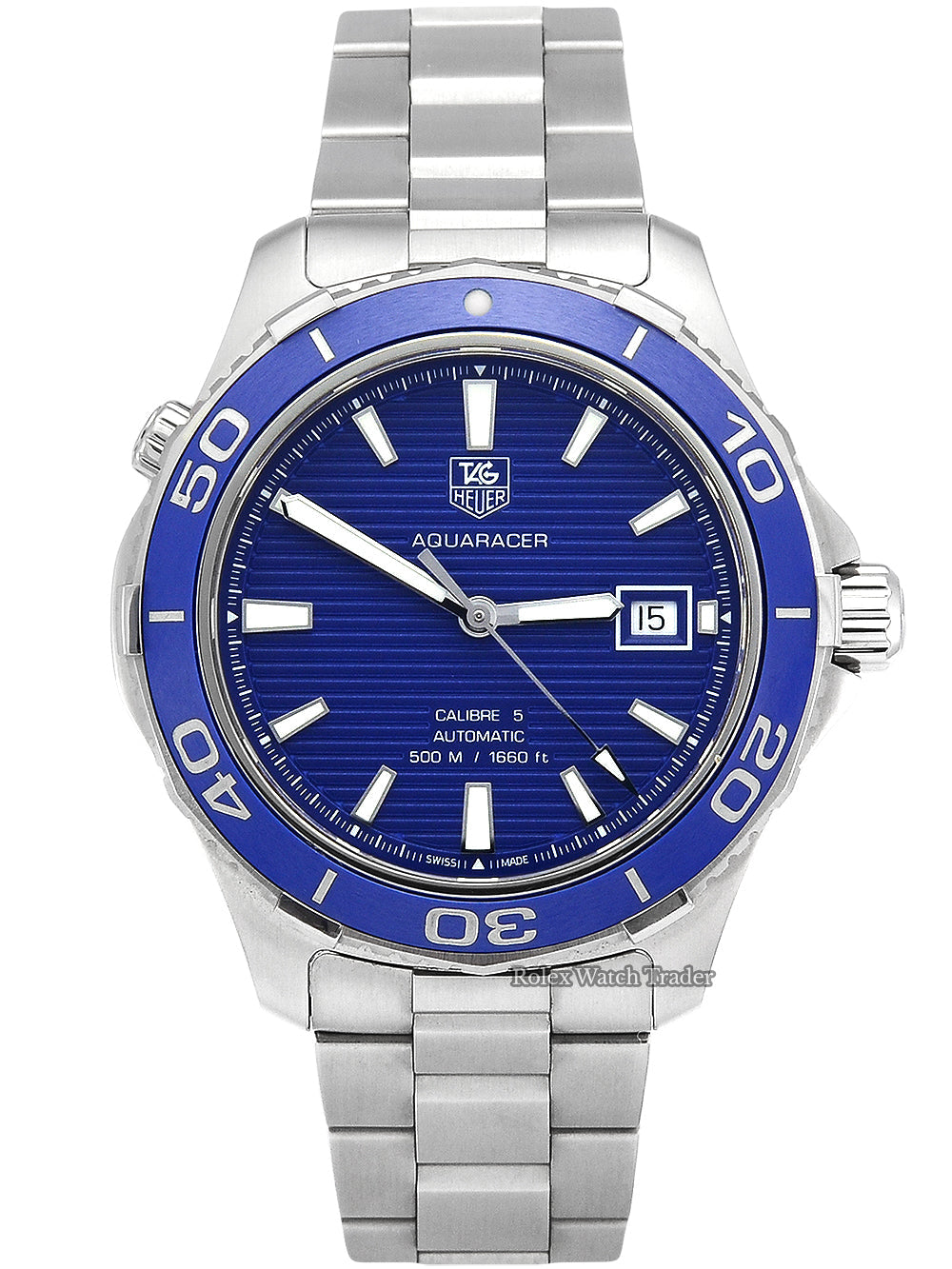 Tag Heuer Aquaracer Calibre 5 Automatic Blue Dial Silver Steel Strap Watch For Men WAK2111 BA0830