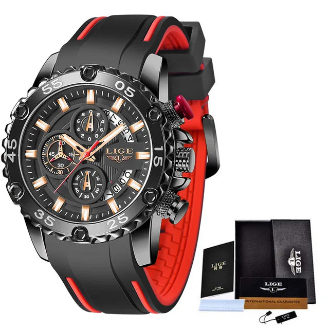 LIGE Men's Waterproof Sport Quartz Watch - Big Dial 2023