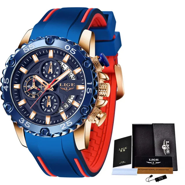 LIGE Men's Waterproof Sport Quartz Watch - Big Dial 2023