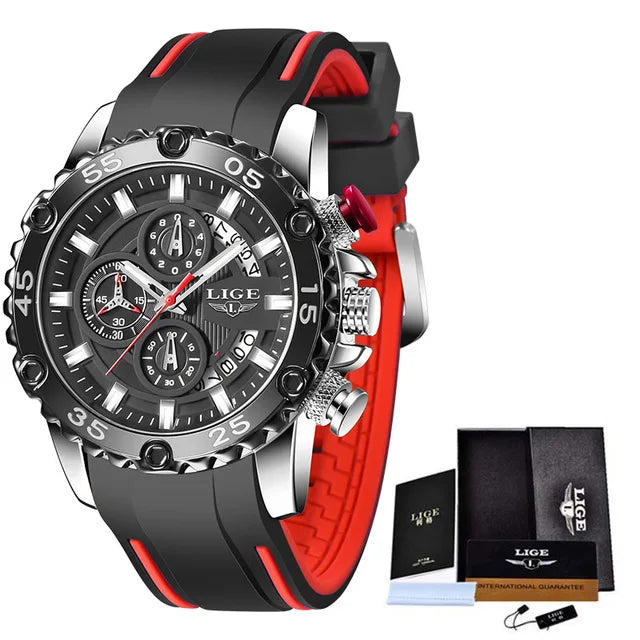 LIGE Men's Waterproof Sport Quartz Watch - Big Dial 2023