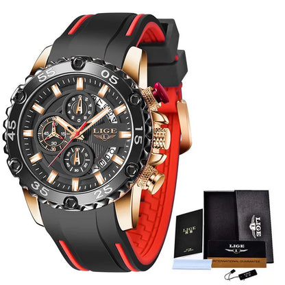 LIGE Men's Waterproof Sport Quartz Watch - Big Dial 2023