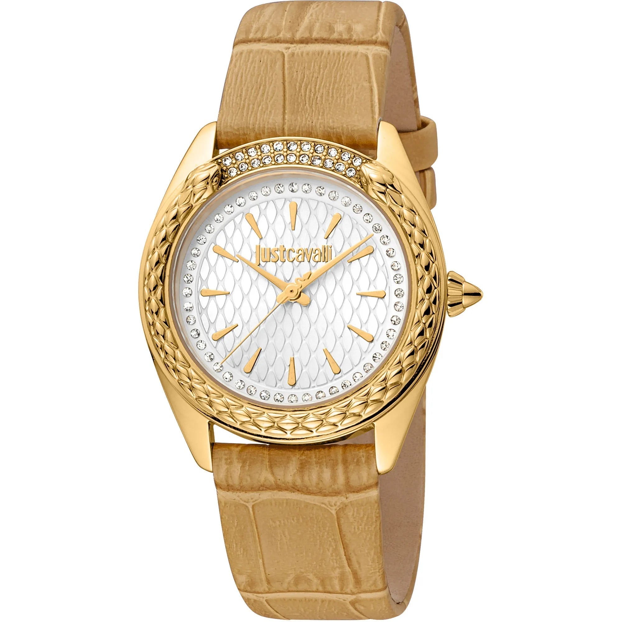 Just Cavalli Prestigio Leather Beige Gold