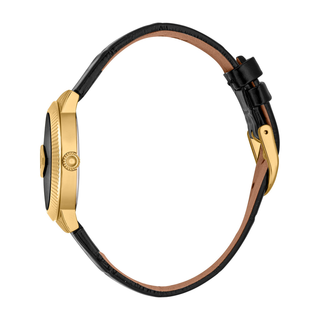 Just Cavalli Puntale Black Leather Yellow Gold