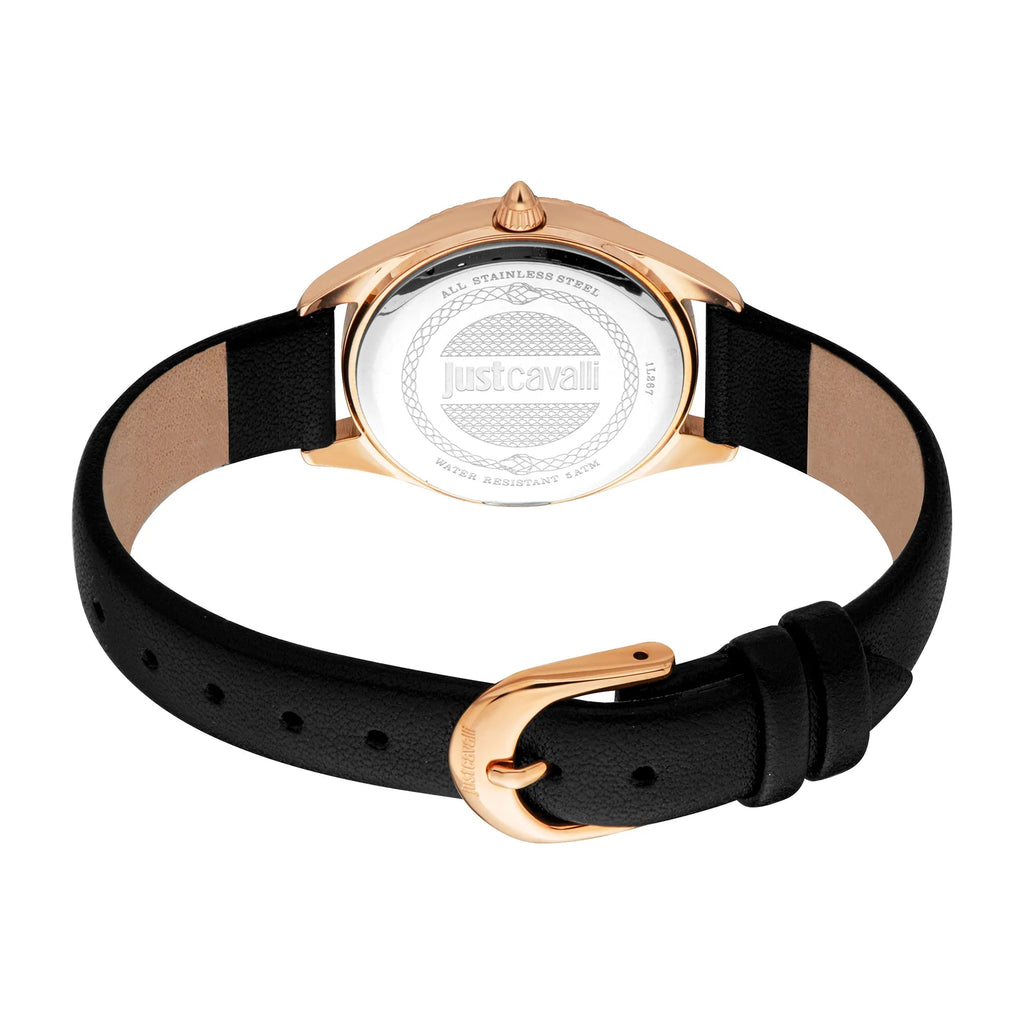 Just Cavalli Pacentro Leather Black Rose Gold