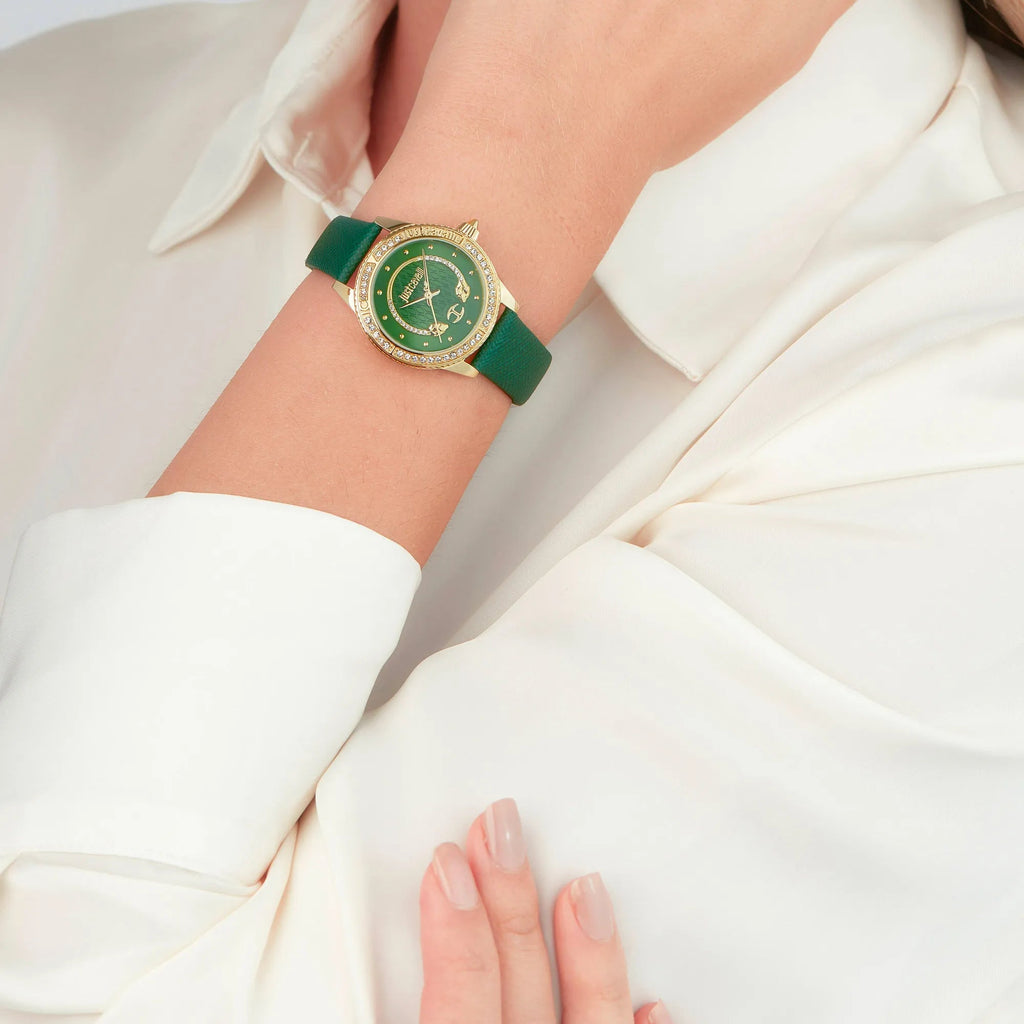 Just Cavalli Neive Leather Green Yellow Gold